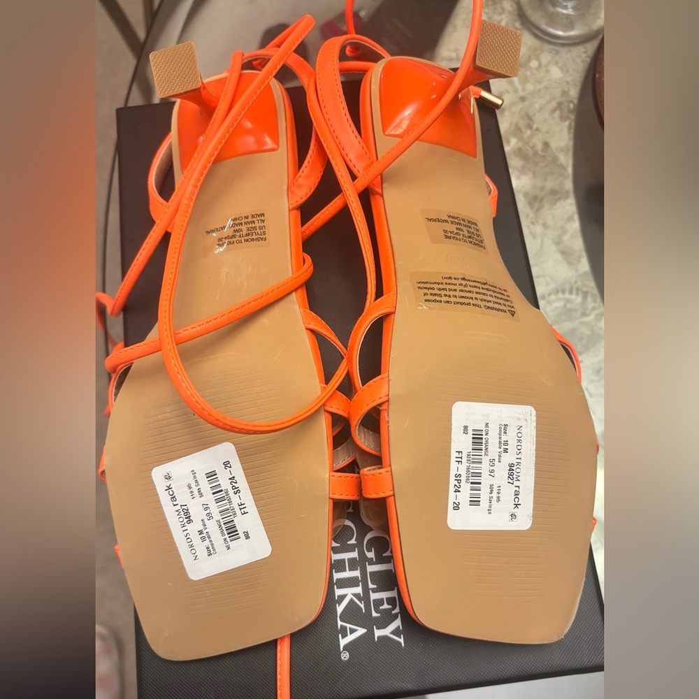 Orange Strappy Heeled Sandals - Picture 5 of 5
